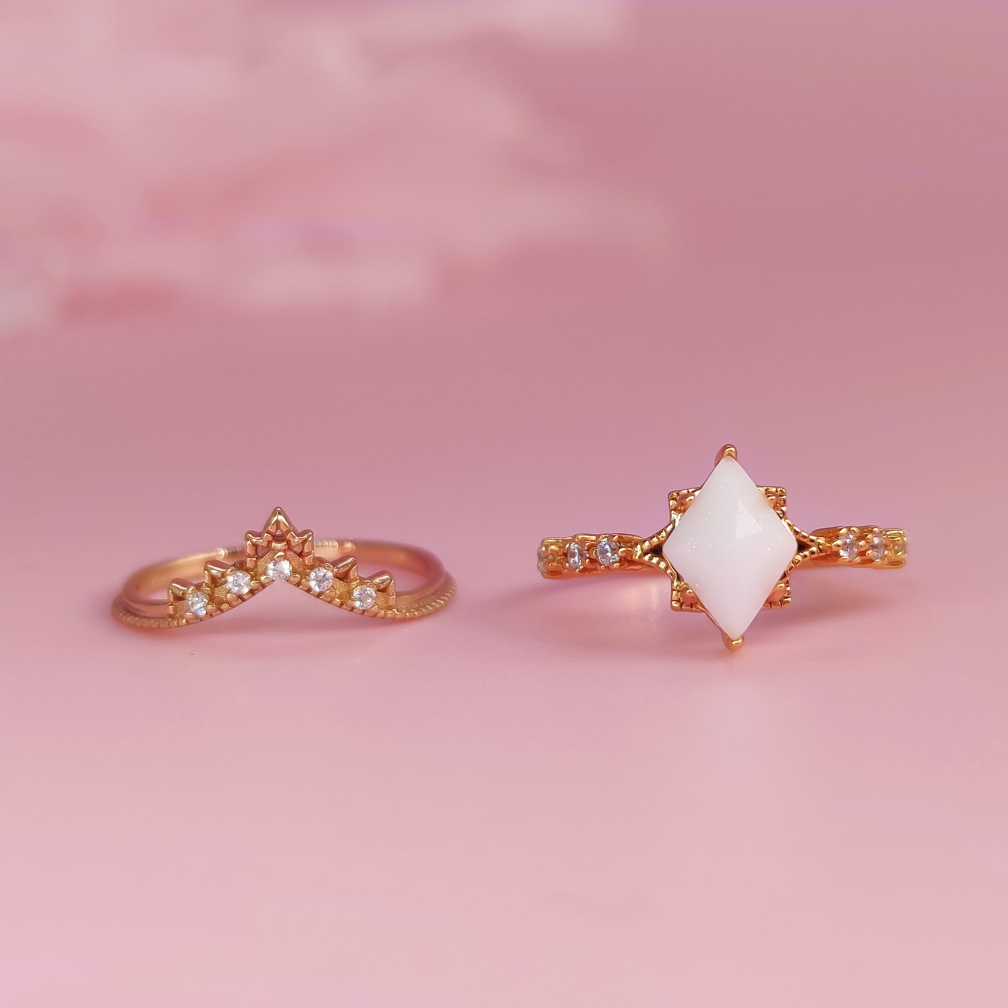 Celestial Whisper: Solid Gold Breastmilk Ring set