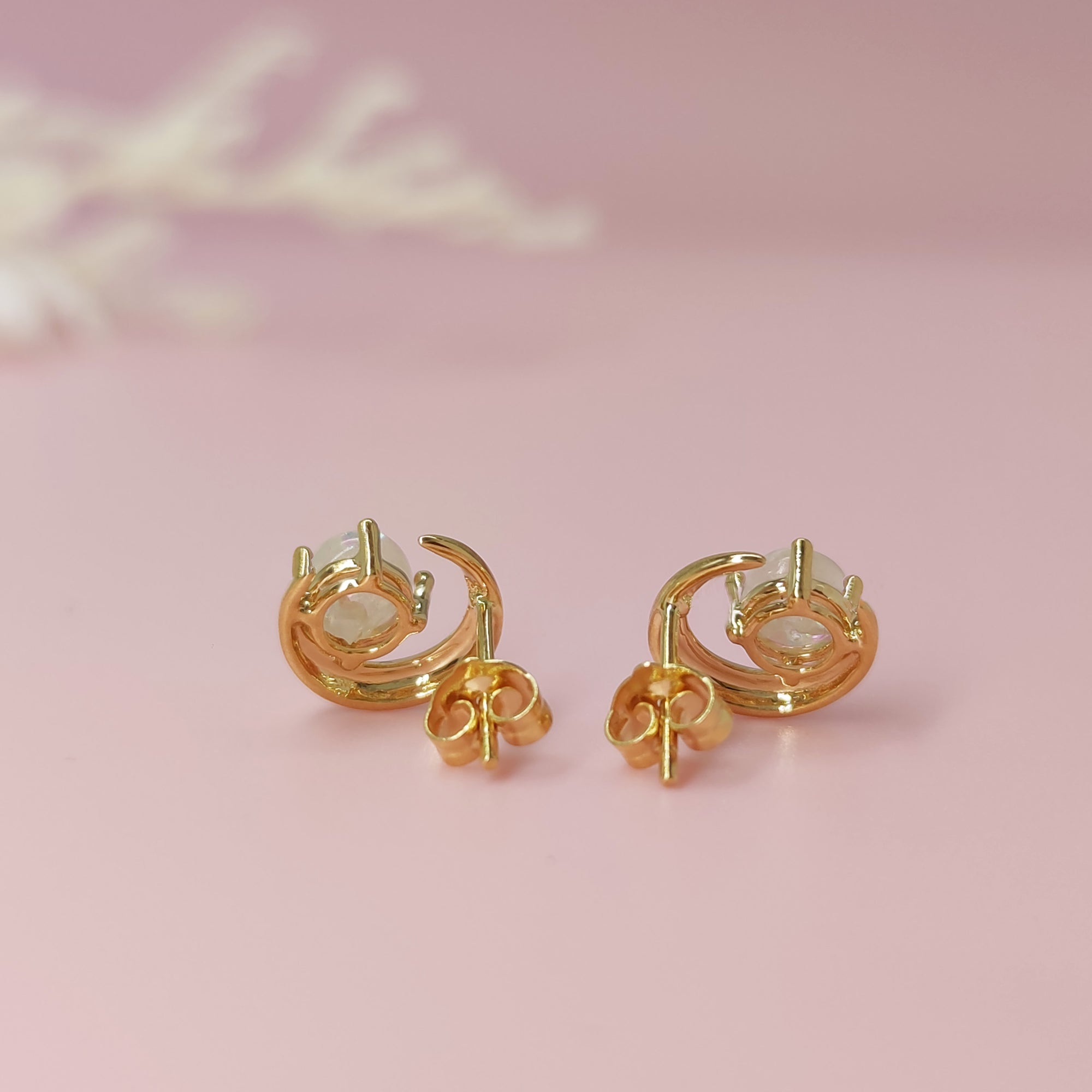 MoonlitEmbrace: Solid Gold Ashes Stud Earrings