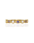 NurtureGlow: Solid Gold Birthstone Ashes Stackable Ring