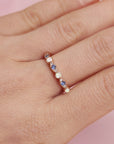 NurtureGlow: Solid Gold Birthstone Ashes Stackable Ring