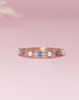 NurtureGlow: Solid Gold Birthstone Ashes Stackable Ring