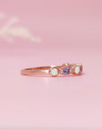 NurtureGlow: Solid Gold Birthstone Ashes Stackable Ring