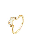 Lunar Radiance: Solid Gold Marquise Breastmilk Ring Set