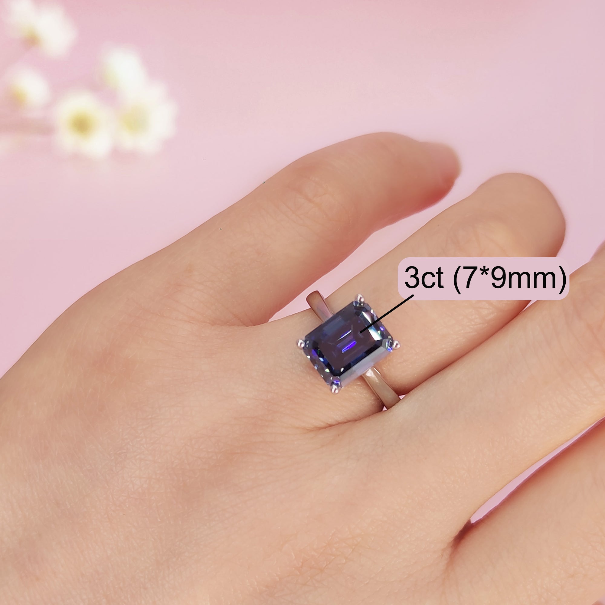 Elegant Brightness: Emerald Cut Moissanite Ashes Ring