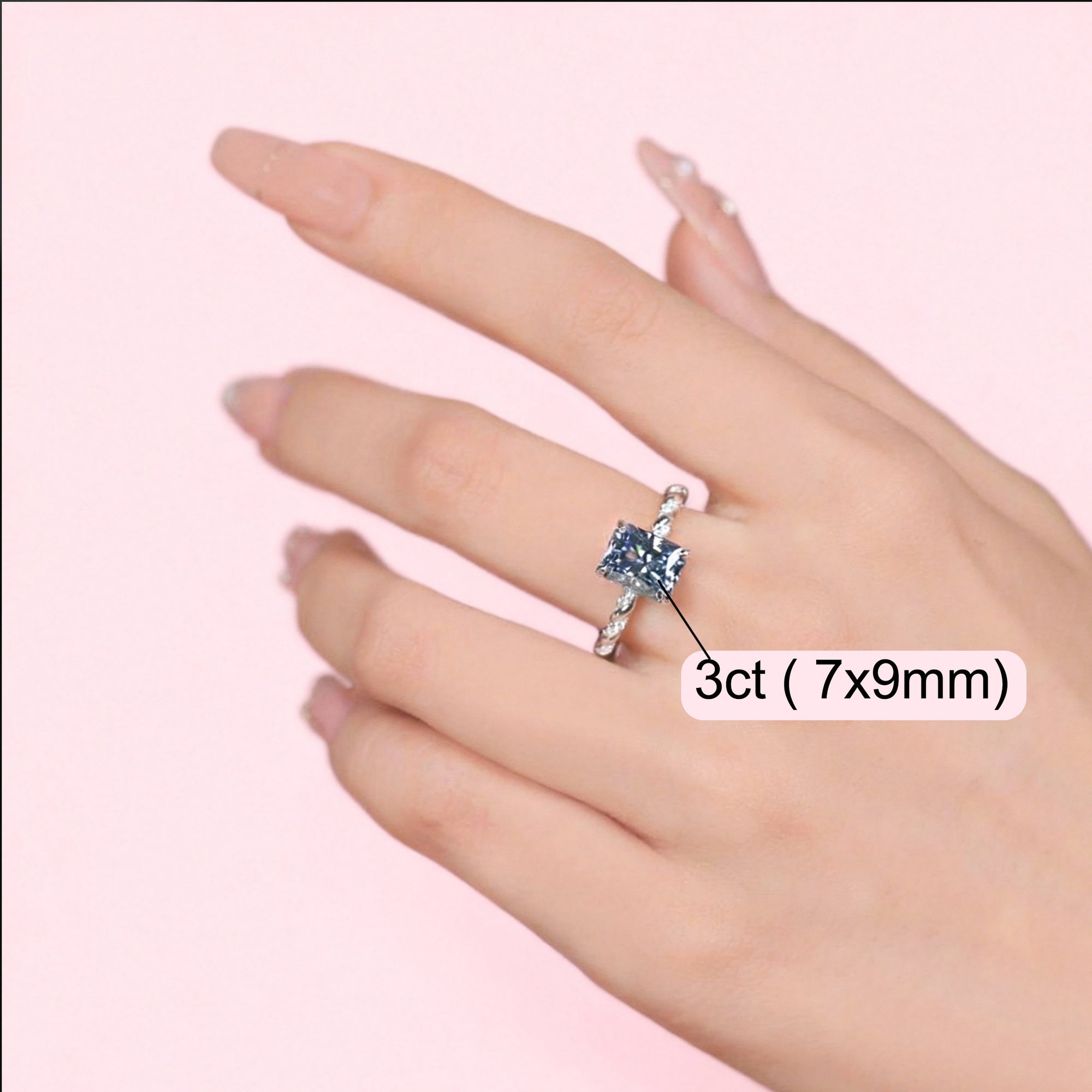 Twilight Whisper: Radiant Cut Moissanite Ashes Ring