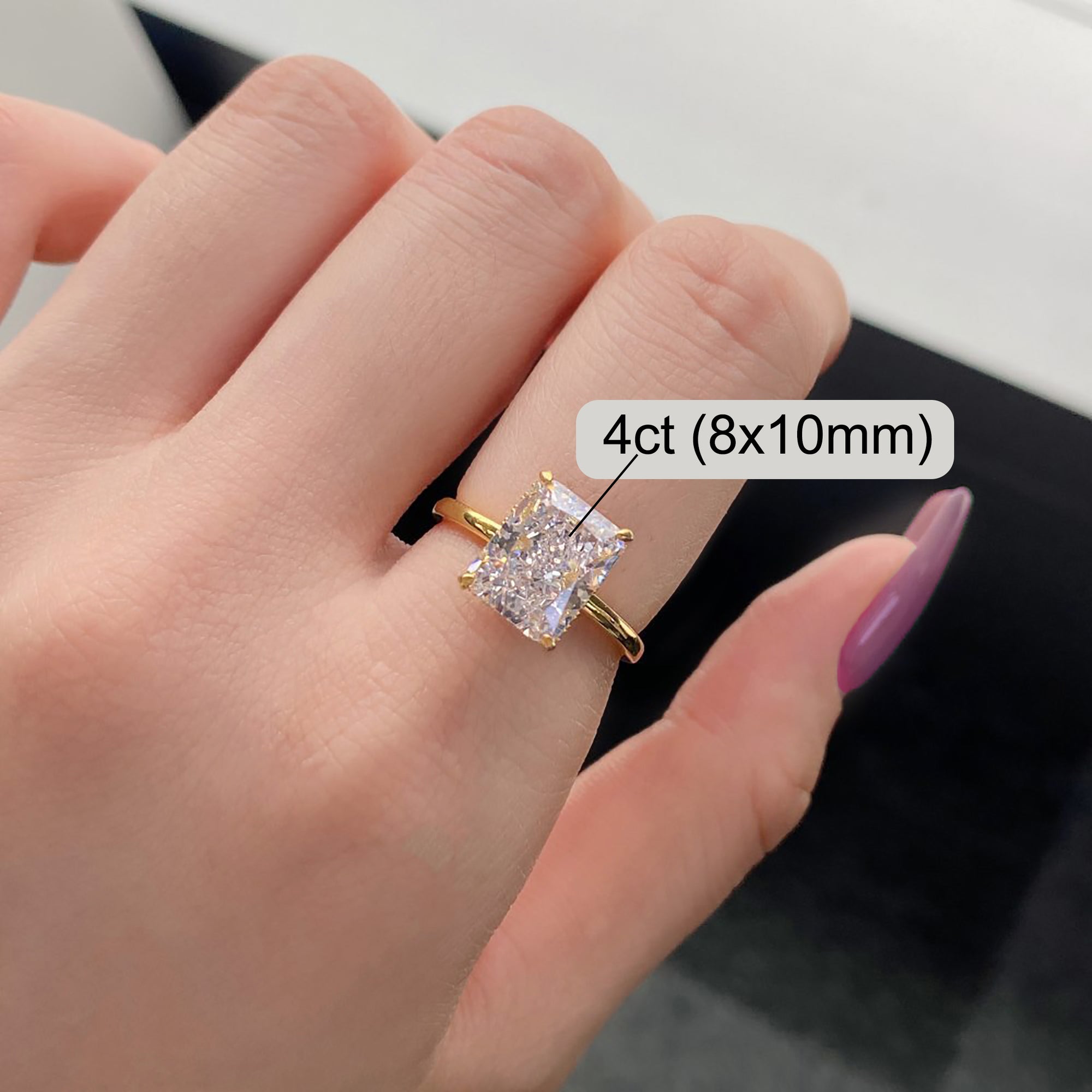 Geometric Brilliance:Radiant Cut Moissanite Ashes  Ring