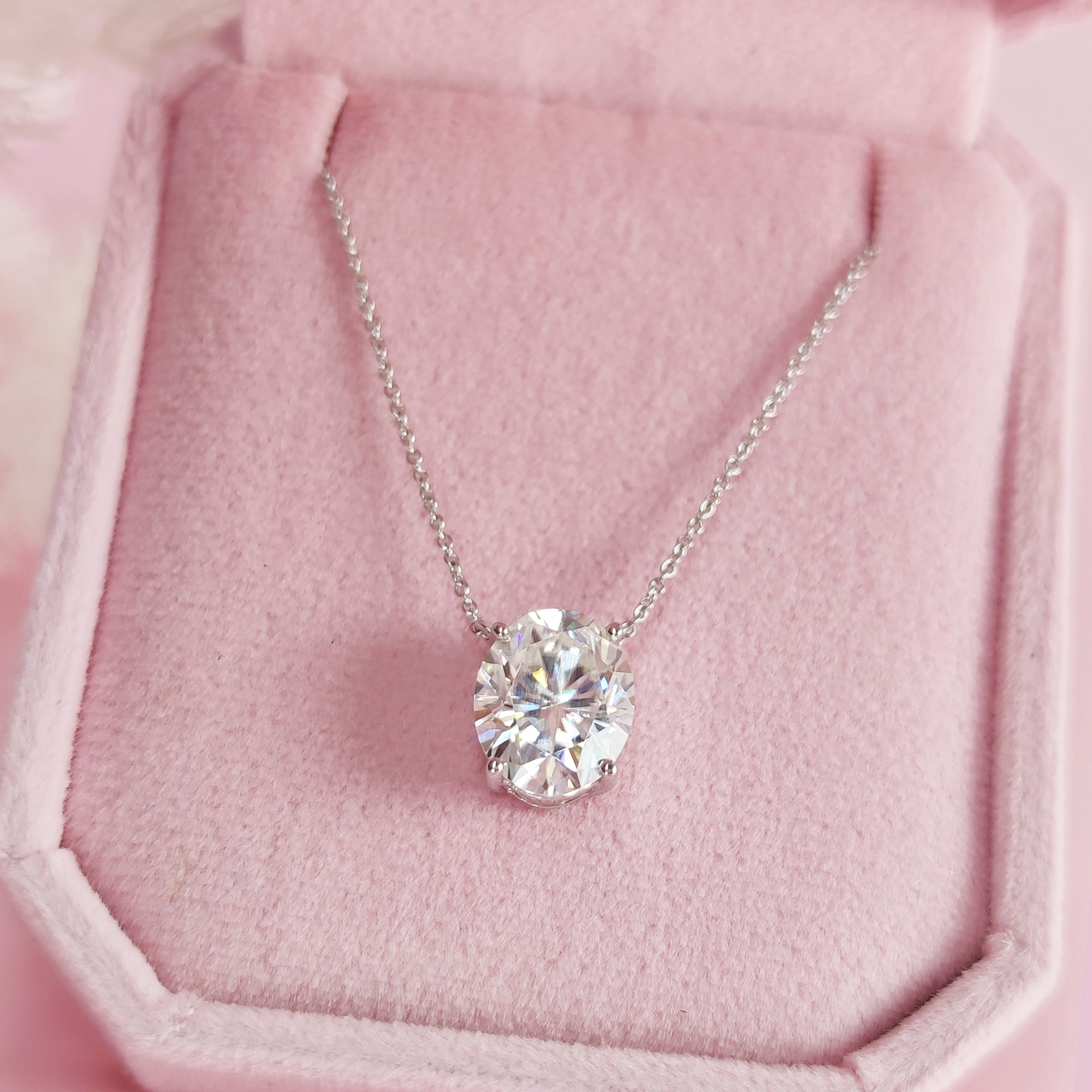 Starlight Whisper: Oval Cut Moissanite Ashes Necklace