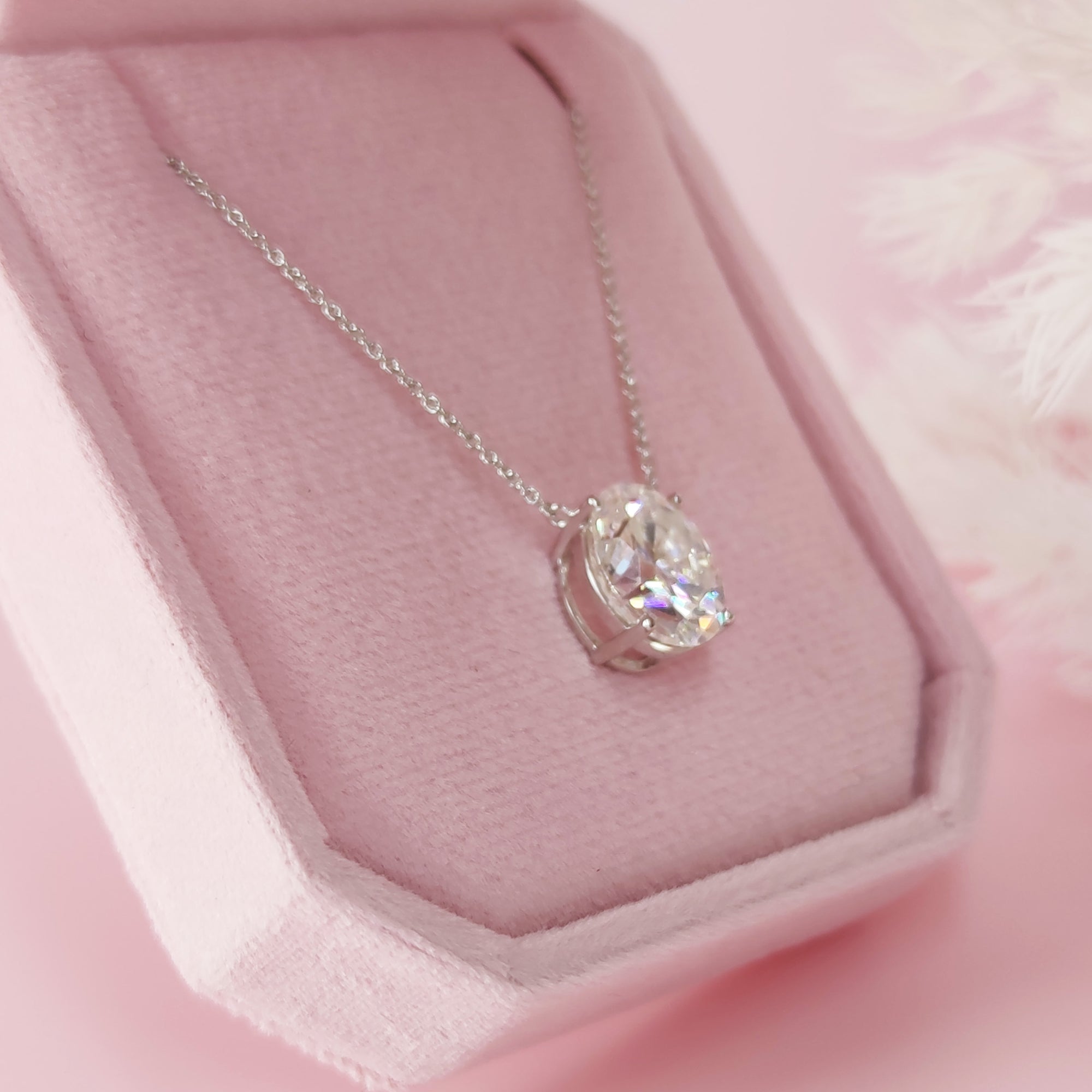 Starlight Whisper: Oval Cut Moissanite Ashes Necklace