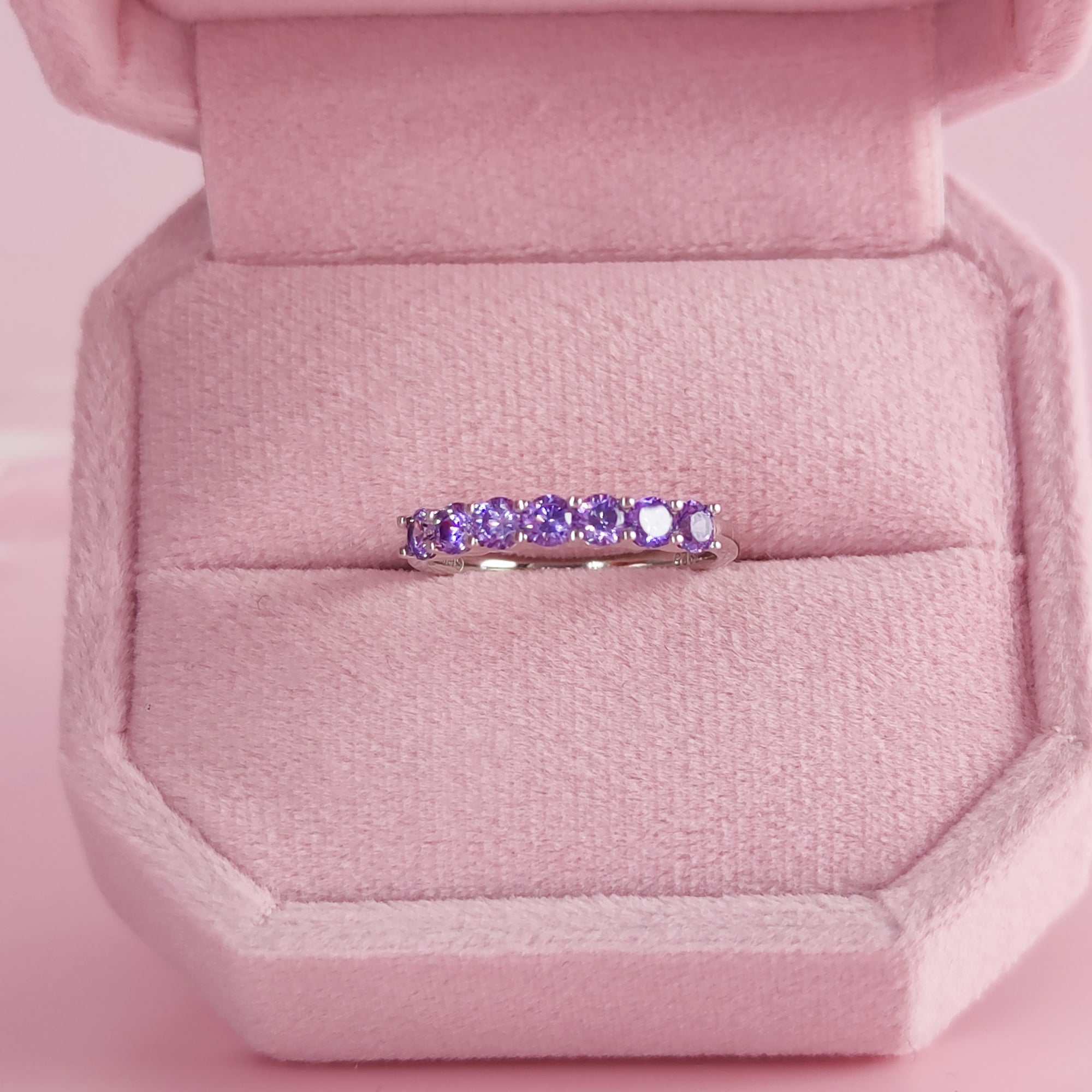 Endless Devotion:Half Band Birthstone Stackable Moissanite Ashes Ring