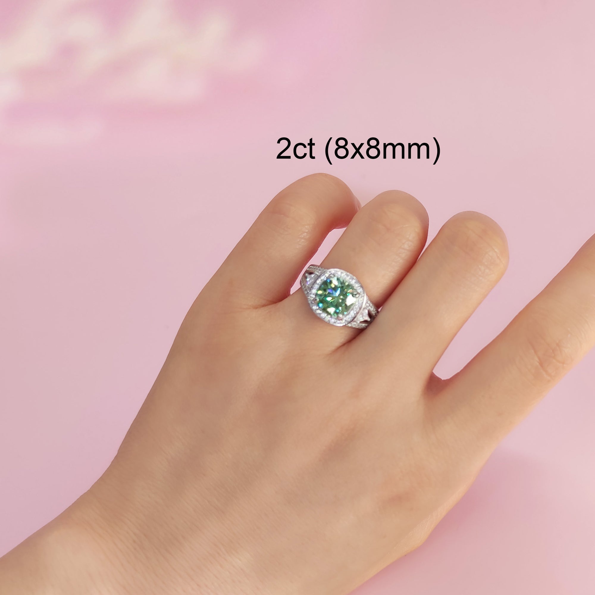 Mystic Aurora: Cushion Cut Moissanite Ashes Ring