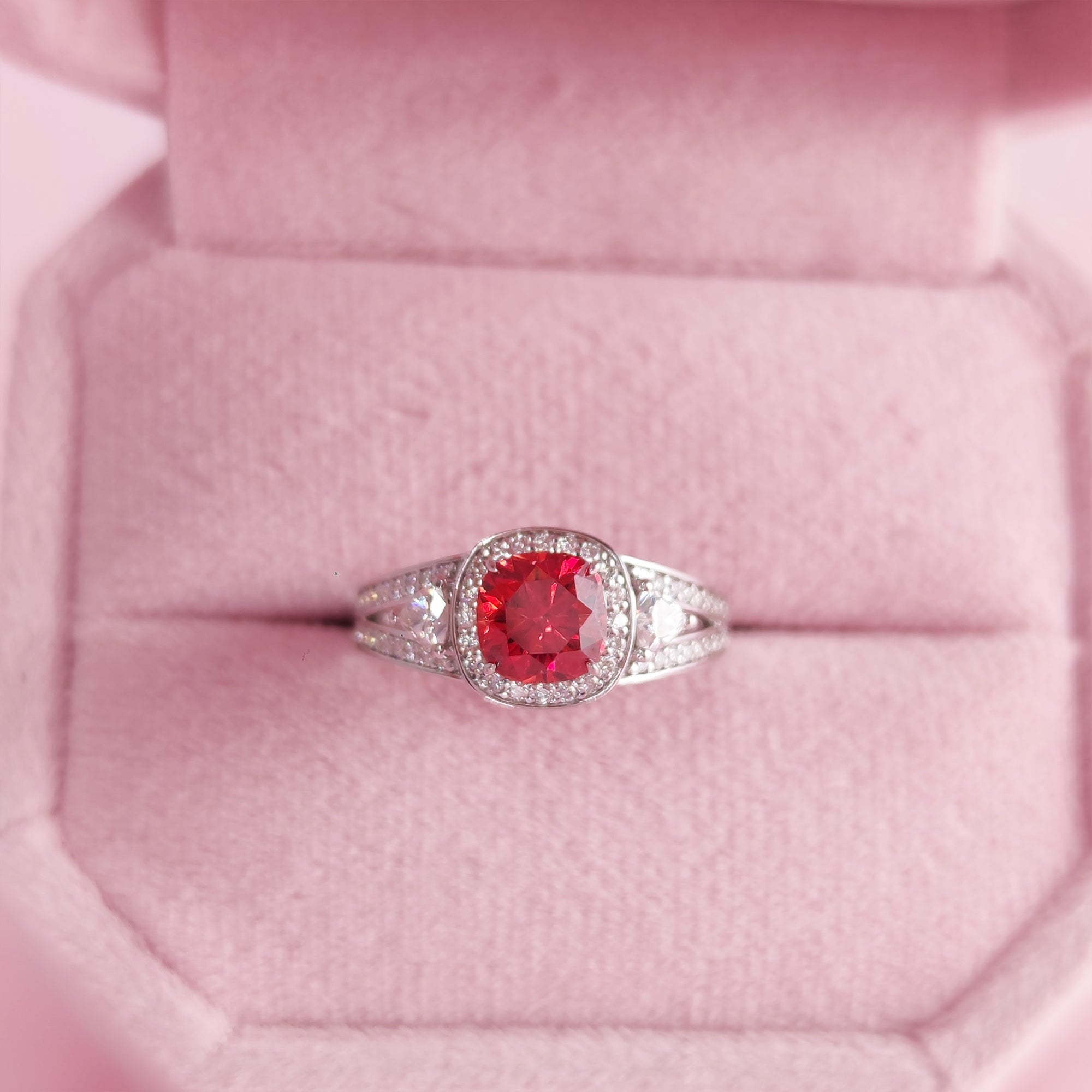 Mystic Aurora: Cushion Cut Moissanite Ashes Ring