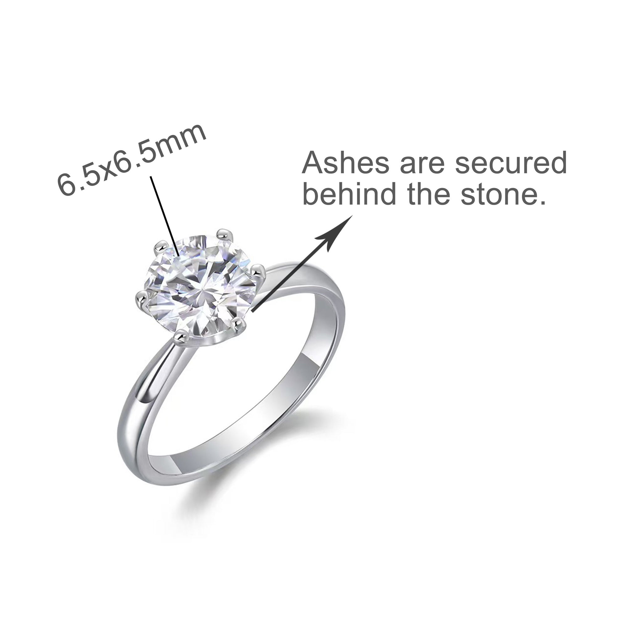 Celestial Spark: Anillo de cenizas de moissanita de corte redondo