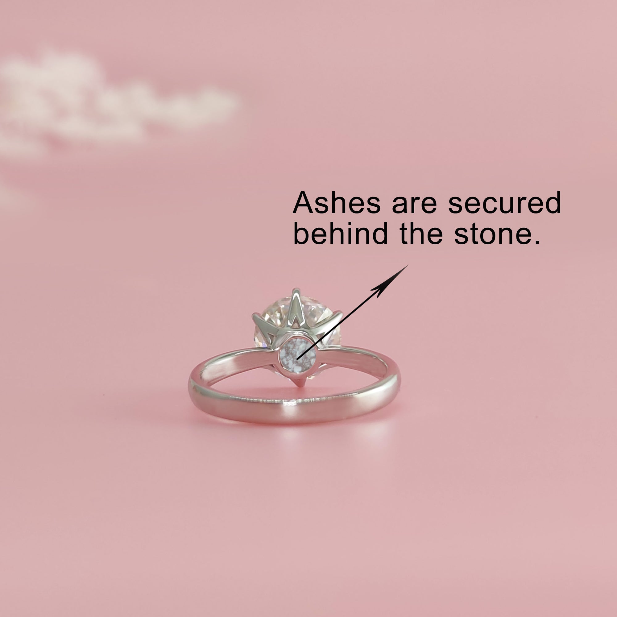 Celestial Spark: Round Cut Moissanite Ashes Ring