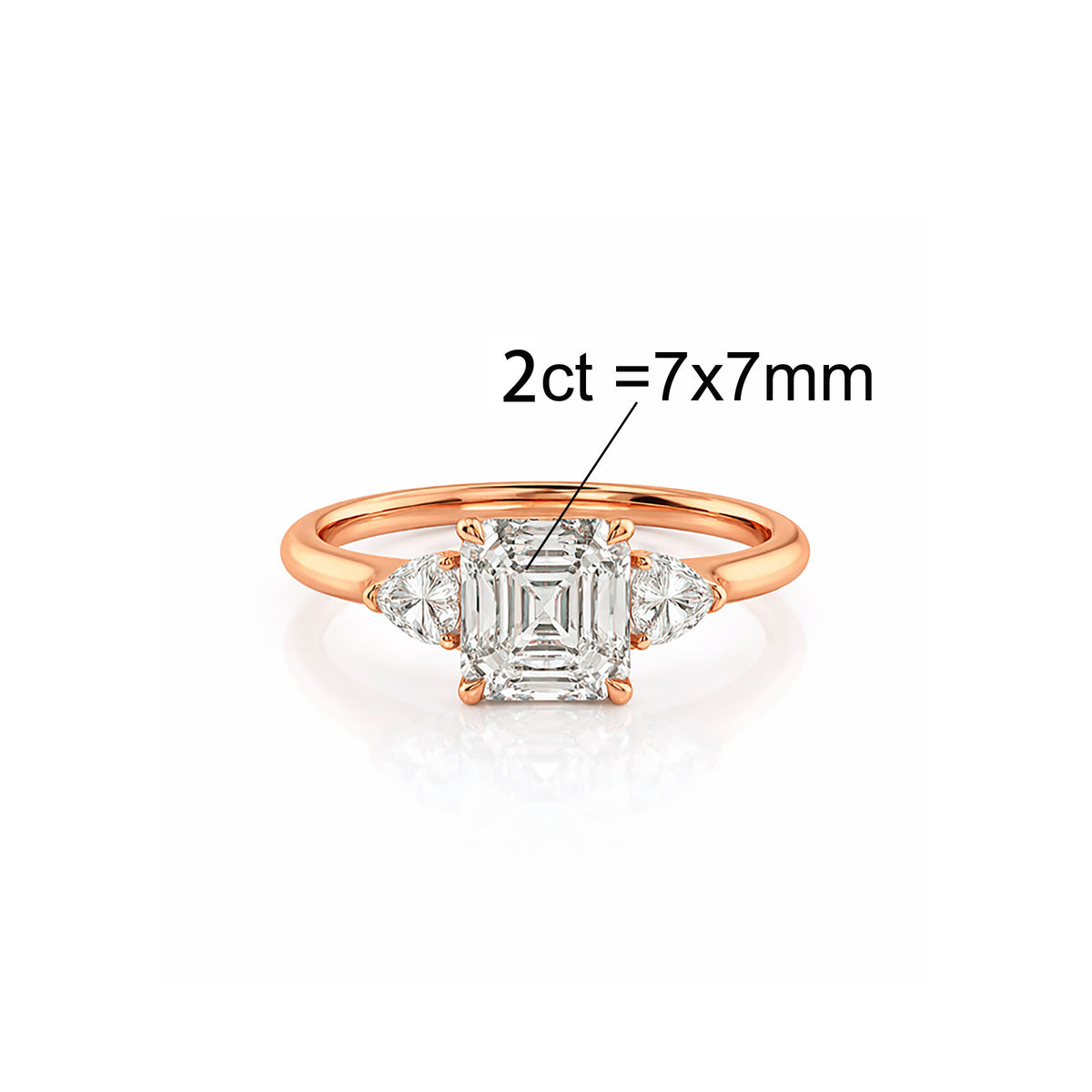 Luminous Grace: Elegant Asscher Three Stone Ring Lab-Grown Diamond Ring