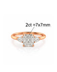 Luminous Grace: Elegant Asscher Three Stone Ring Lab-Grown Diamond Ring