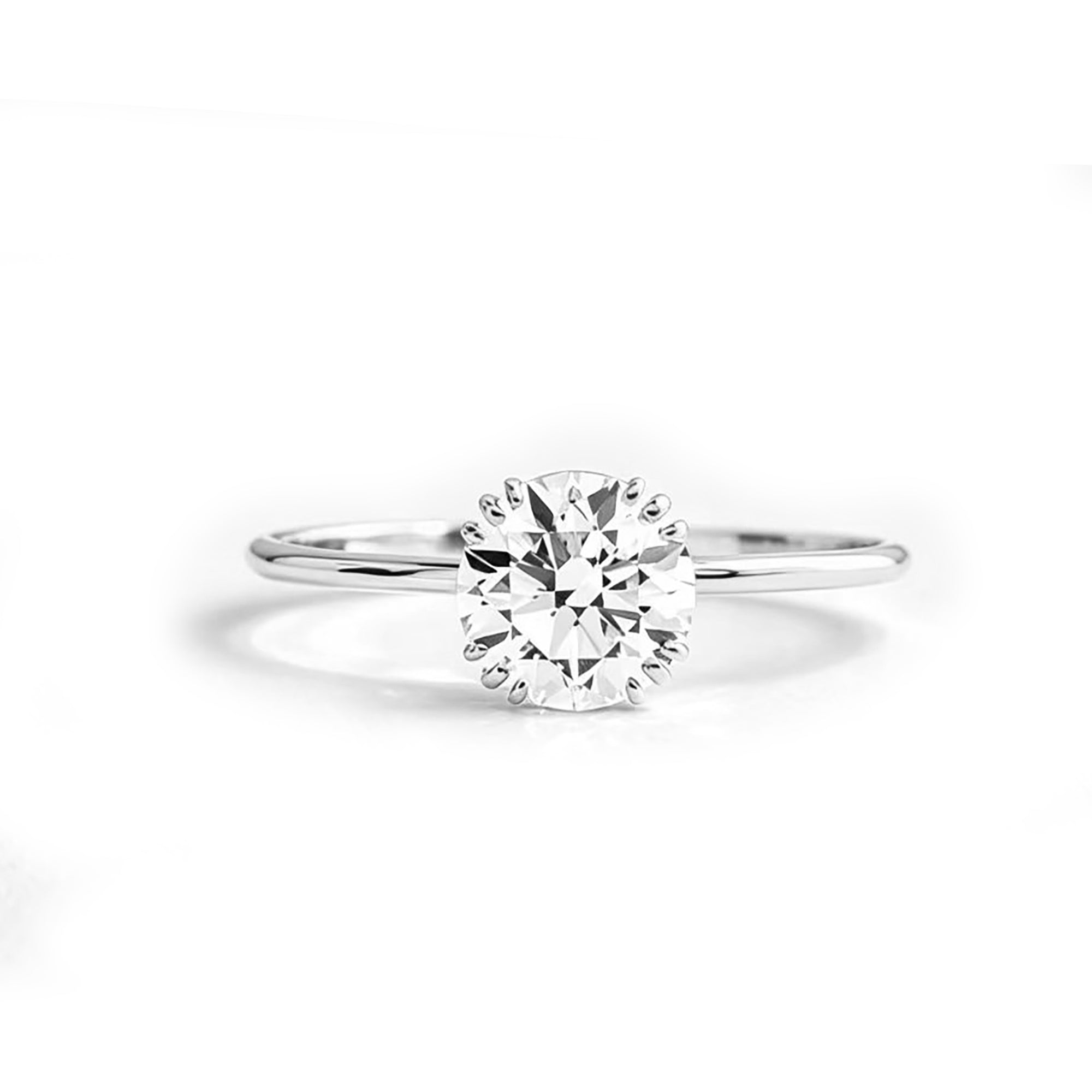Fountain Spark: Round Cut Moissanite Ashes Ring