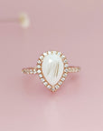 NurtureDrop: Teardrop Breastmilk & Baby Hair Halo Solid Gold Ring