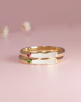 Bond Forever: Solid Gold Band Birthstone Breastmilk Stackable Ring-3mm in width