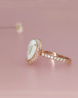 NurtureDrop: Teardrop Breastmilk & Baby Hair Halo Solid Gold Ring