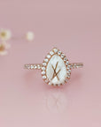 Teardrop Pet Hair/Fur Halo Solid Gold Ring