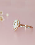 Teardrop Pet Hair/Fur Halo Solid Gold Ring