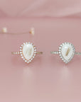 NurtureDrop: Teardrop Breastmilk & Baby Hair Halo Solid Gold Ring