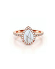 NurtureDrop: Teardrop Breastmilk & Baby Hair Halo Solid Gold Ring