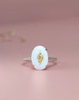 OvalSerenity: Oval Breastmilk & Baby Hair Gold Ring