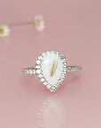 NurtureDrop: Teardrop Breastmilk & Baby Hair Halo Solid Gold Ring