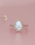 NurtureDrop: Teardrop Breastmilk & Baby Hair Halo Solid Gold Ring
