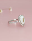 NurtureDrop: Teardrop Breastmilk & Baby Hair Halo Solid Gold Ring