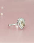 Teardrop Pet Hair/Fur Halo Solid Gold Ring