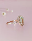 Teardrop Pet Hair/Fur Halo Solid Gold Ring