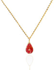 Classic Teardrop Dried Wedding / Funeral Flower Solid Gold Necklace
