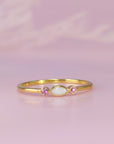 EternalLove: Solid Gold Marquise Stackable Birthstone Breast Milk Ring