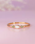 EternalLove: Solid Gold Marquise Stackable Birthstone Breast Milk Ring