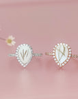 NurtureDrop: Teardrop Breastmilk & Baby Hair Halo Solid Gold Ring
