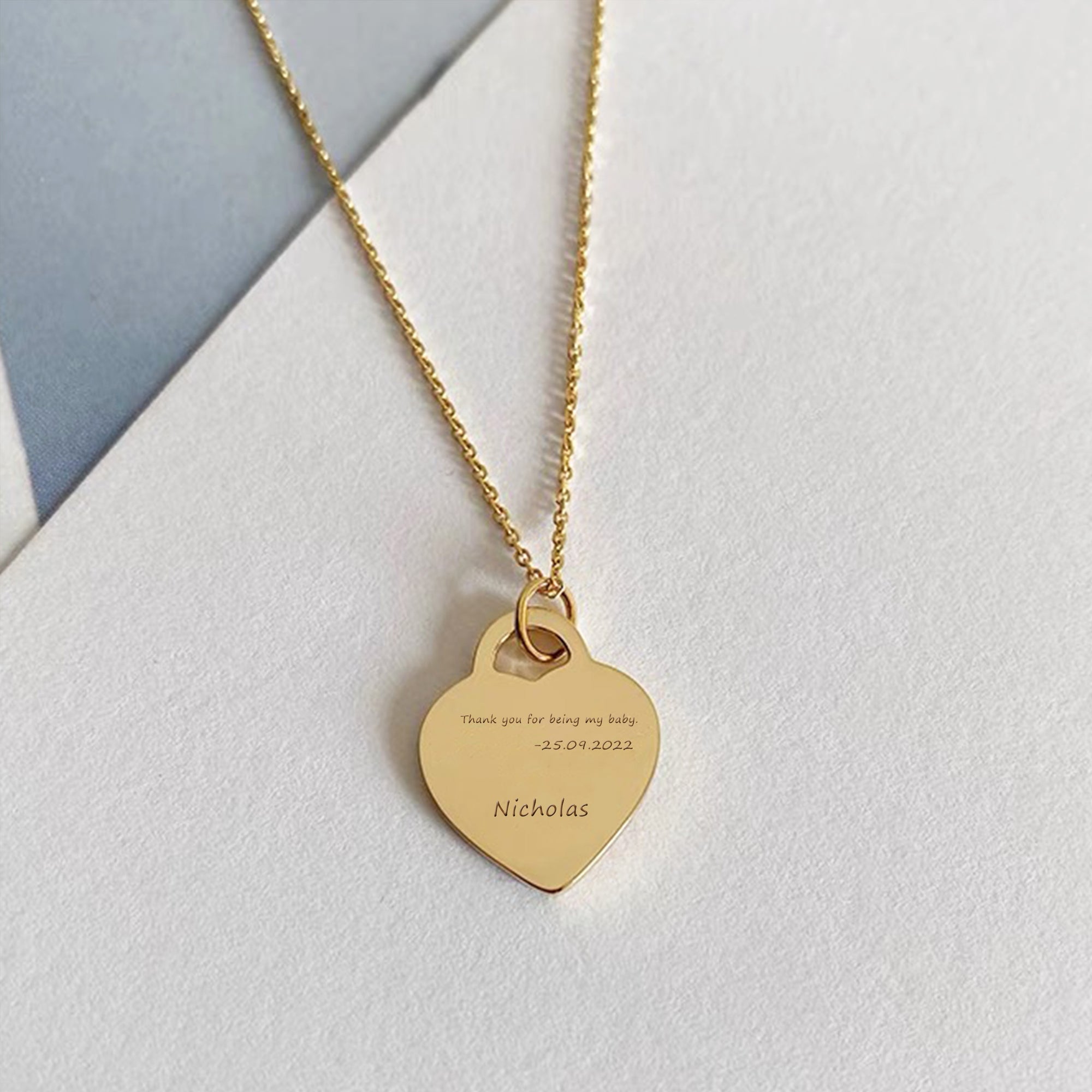 Heartprint:Solid Gold Footprint Heart Necklace