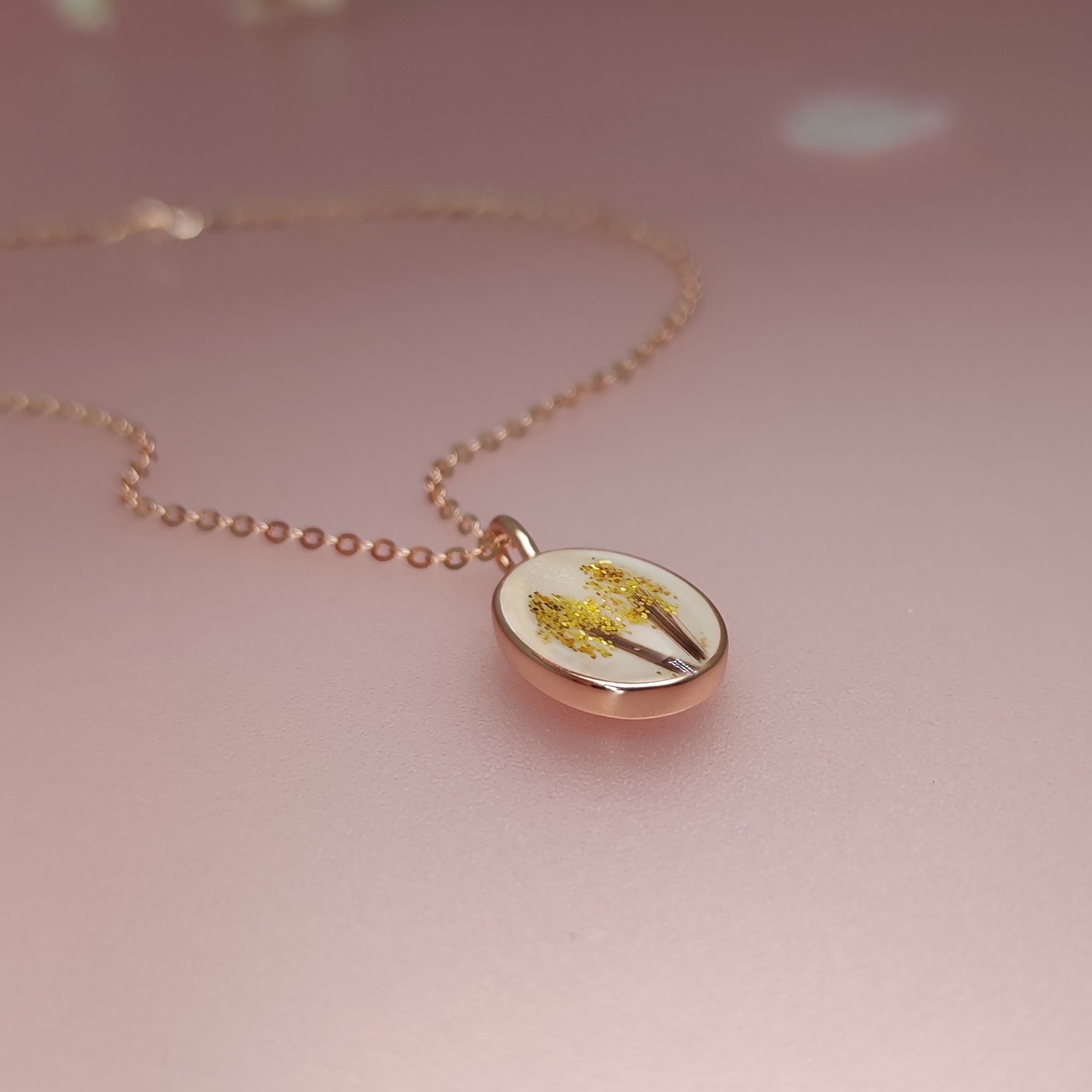 LoveMiracle: Oval Breastmilk &amp; Baby Hair Solid Gold Necklace