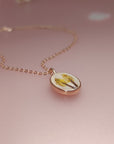 LoveMiracle: Oval Breastmilk & Baby Hair Solid Gold Necklace