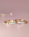 Bond Forever: Solid Gold Band Birthstone Breastmilk Stackable Ring-3mm in width