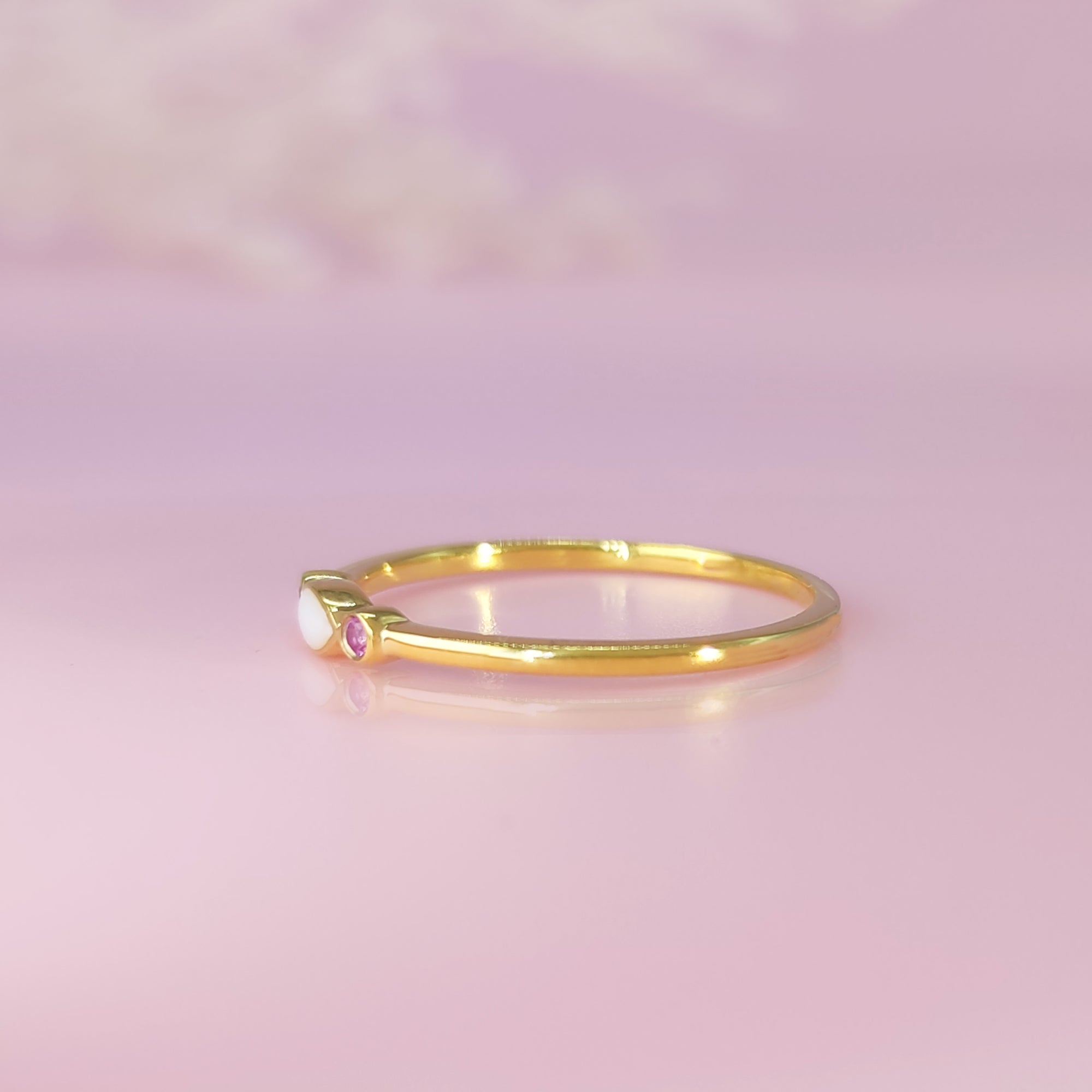 EternalLove: Solid Gold Marquise Stackable Birthstone Breast Milk Ring