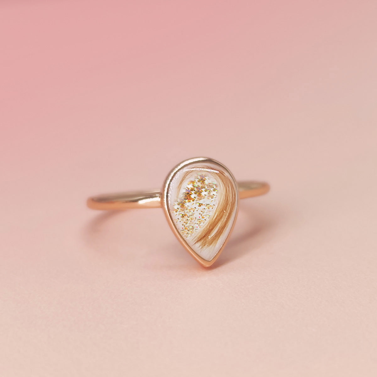 Milky Drop: Breastmilk Baby Hair Ring Sterling Silver White Gold