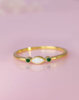 EternalLove: Solid Gold Marquise Stackable Birthstone Breast Milk Ring