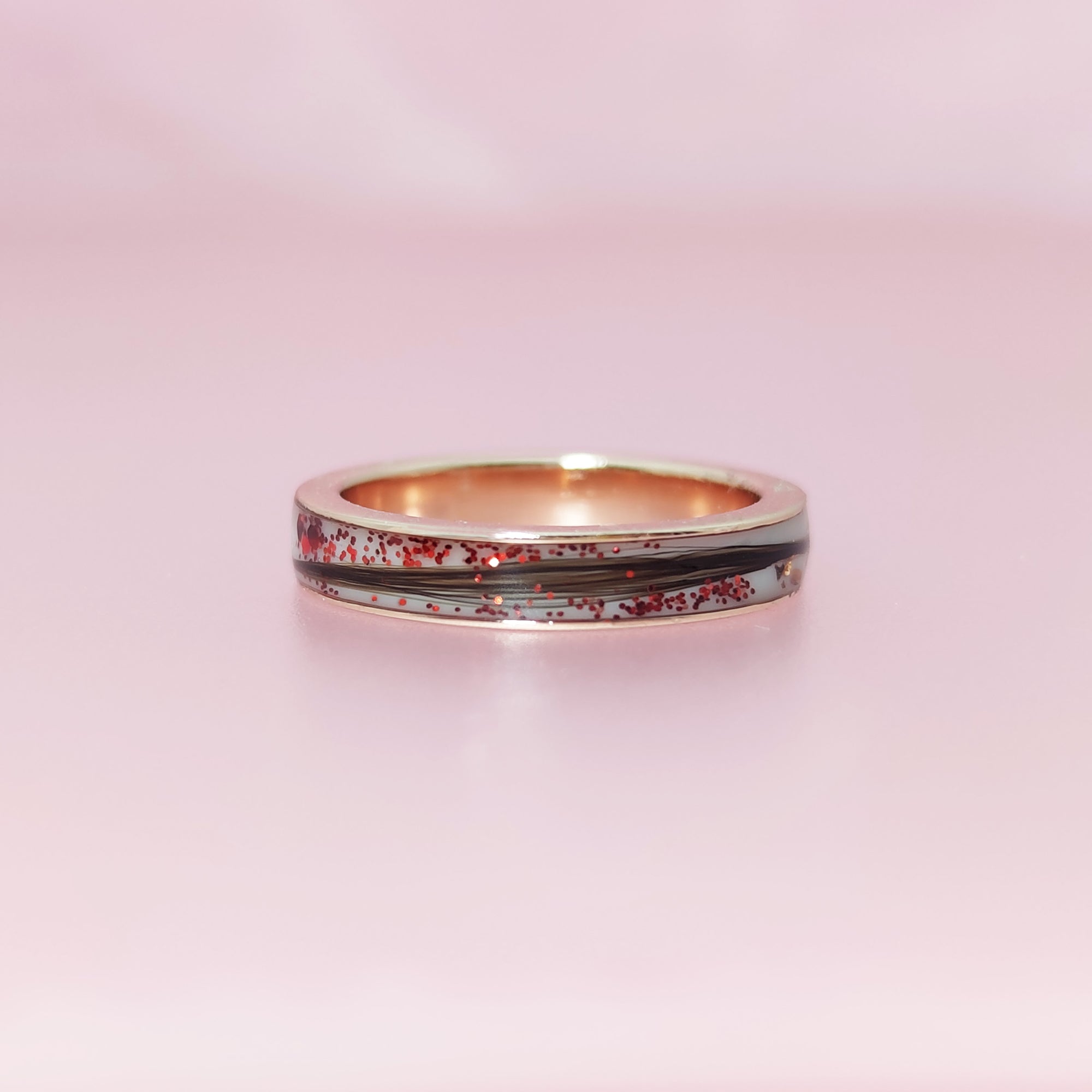 EternalBond: Channel Pet Hair/Fur Solid Gold Ring-3mm in width