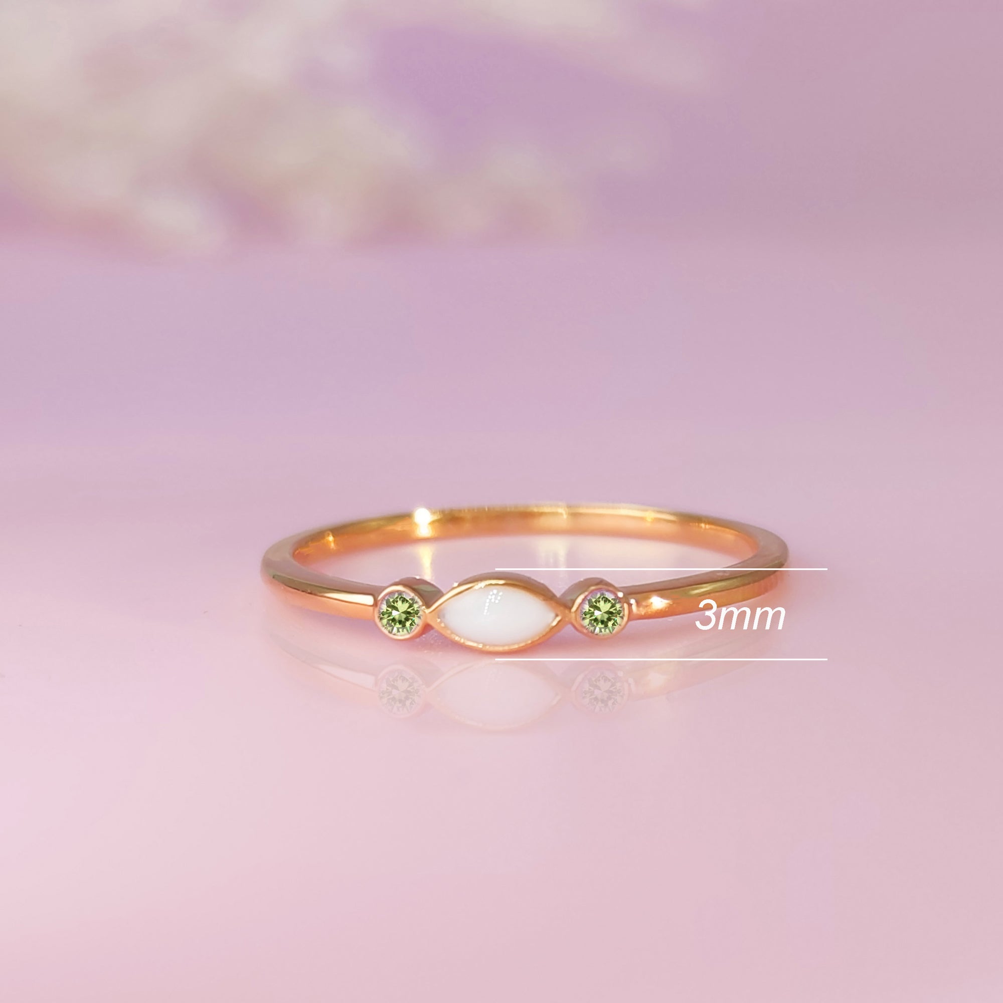 EternalLove: Solid Gold Marquise Stackable Birthstone Breast Milk Ring