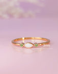 EternalLove: Solid Gold Marquise Stackable Birthstone Breast Milk Ring