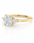 Luminous Grace: Elegant Asscher Three Stone Ring Lab-Grown Diamond Ring