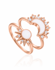 Lunar Radiance: Muttermilchring-Set im Marquise-Stil aus massivem Gold