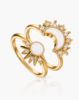 Lunar Radiance: Muttermilchring-Set im Marquise-Stil aus massivem Gold